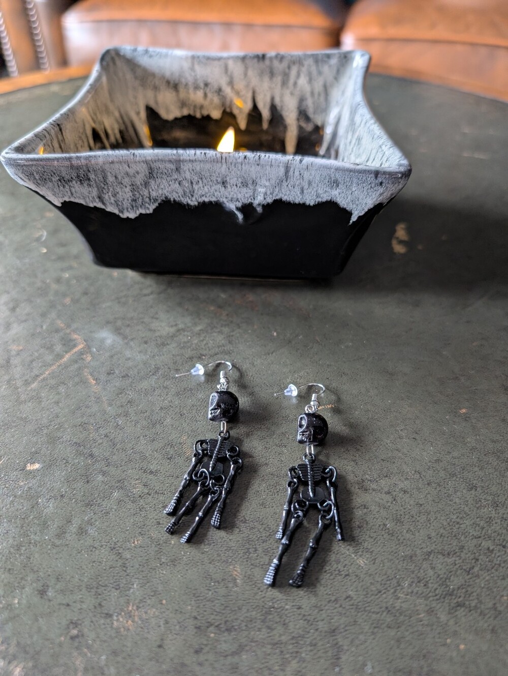 NEW! Black Skeleton Drop Earrings